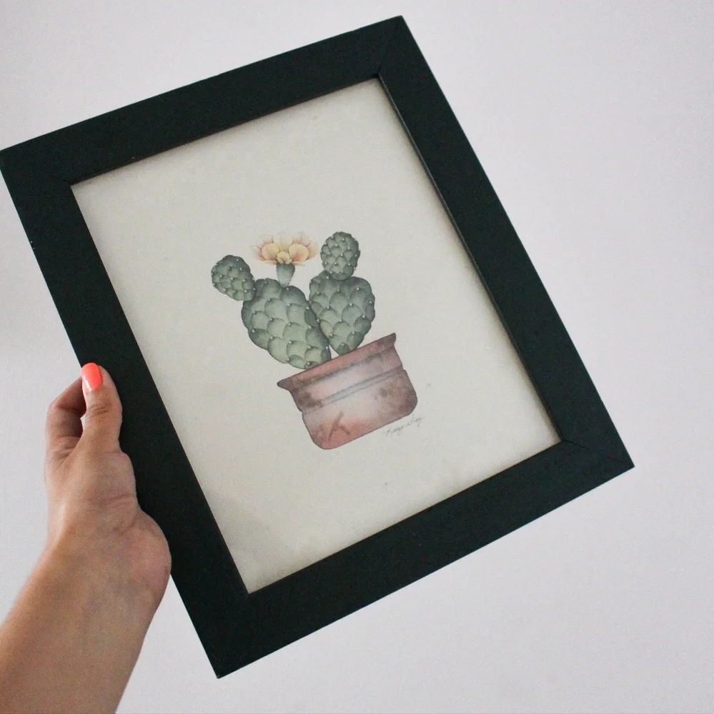 Vintage Flowering Cactus Framed Print by Karyn Frances Gray / Southwestern - Picture 2 of 8